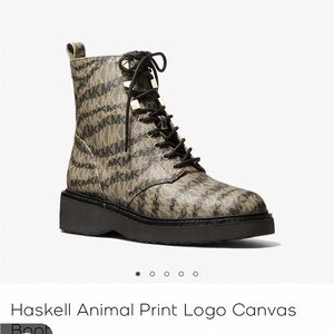 Michael Kors - Haskell animal print logo boot size 7.